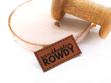 Kunstleder-Label, Lederlabel, Kunstleder-Patch, Lederpatch, 2,5x5cm, cognac, braun, Sandkasten Rowdy