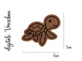 Kunstleder-Label, Lederlabel, Kunstleder-Patch, Lederpatch, 5x4cm, cognac, braun, Sonderform, Eigenproduktion, Schildkröte
