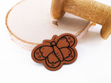 Kunstleder-Label, Lederlabel, Kunstleder-Patch, Lederpatch, 5x4cm, cognac, braun, Sonderform, Eigenproduktion, Schmetterling