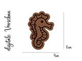 Kunstleder-Label, Lederlabel, Kunstleder-Patch, Lederpatch, 5x4cm, cognac, braun, Sonderform, Eigenproduktion, Seepferdchen