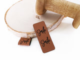 Set Kunstlederlabel, Lederlabel, PU, Kunstleder-Label, braun, Label, weich, flexibel, Knicklabel, Knickmich, zum einnähen, Smile