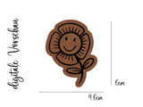 Kunstleder-Label, Lederlabel, Kunstleder-Patch, Lederpatch, 5x4cm, cognac, braun, Sonderform, Eigenproduktion, Sonnenblume