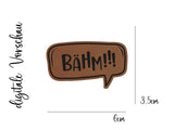 Kunstleder-Label, Lederlabel, Kunstleder-Patch, Lederpatch, 5x4cm, cognac, braun, Sonderform, Eigenproduktion, Sprechblase, Bähm