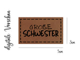Kunstleder-Label, Lederlabel, Kunstleder-Patch, Lederpatch, 3x5cm, cognac, braun, große Schwester