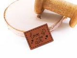 Kunstleder-Label, Lederlabel, Kunstleder-Patch, Lederpatch, 4x3cm, braun, cognac, love is in the air
