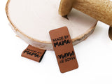 Kunstlederlabel, Kunstleder Label, Knickmich, Knicklabel, PU, braun , made bei Mama