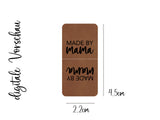Kunstlederlabel, Kunstleder Label, Knickmich, Knicklabel, PU, braun , made bei Mama
