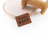 Kunstleder-Label, Lederlabel, Kunstleder-Patch, Lederpatch, 4x3cm, Trouble Maker