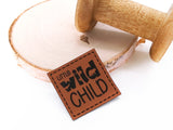 Kunstleder-Label, Lederlabel, Kunstleder-Patch, Lederpatch, 4x4cm, cognac, braun, Little wild child