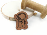 Kunstleder-Label, Lederlabel, Kunstleder-Patch, Lederpatch, cognac, braun, Sonderform, Weltraum, Weltall, Astronaut, Rakete