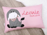 Kissen, Namenskissen, personalisiert, individuell, Kinderkissen, Geschenk zur Geburt Taufe, Esel  