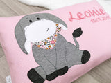Kissen, Namenskissen, personalisiert, individuell, Kinderkissen, Geschenk zur Geburt Taufe, Esel  