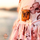 Kunstleder-Label, Lederlabel, Kunstleder-Patch, Lederpatch, 4x4cm, cognac, braun, Schmetterling, Butterfly, beautiful