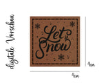 Kunstleder-Label, Lederlabel, Kunstleder-Patch, Lederpatch, 4x4cm, cognac, braun, Winter, Schnee, Eiskristalle, Lea it Snow