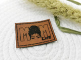 Kunstleder-Label, Lederlabel, Kunstleder-Patch, Lederpatch, 3x4cm, cognac, braun, Mama, Mom, Dud, Dutt, Momlife