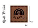 Kunstleder-Label, Lederlabel, Kunstleder-Patch, Lederpatch, 4x3cm, cognac, Regenbogen, Rainbow, mama, mini
