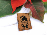 Kunstleder-Label, Lederlabel, Kunstleder-Patch, Lederpatch, 4x3cm, cognac, braun, Weihnachtswichtel, Wichtel