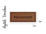 Kunstleder-Label, Lederlabel, Kunstleder-Patch, Lederpatch, 2x5cm, cognac, braun, Blumenzeit, Blumen