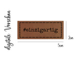 Kunstleder-Label, Lederlabel, Kunstleder-Patch, Lederpatch, 2x5cm, cognac, braun, einzigartig
