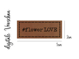 Kunstleder-Label, Lederlabel, Kunstleder-Patch, Lederpatch, 2x5cm, cognac, braun, Blumenzeit, Blumen, Flower Love
