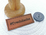 Kunstleder-Label, Lederlabel, Kunstleder-Patch, Lederpatch, 2x5cm, cognac, braun, frechdachs