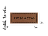Kunstleder-Label, Lederlabel, Kunstleder-Patch, Lederpatch, 2x5cm, cognac, braun, wild & free