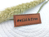 Kunstleder-Label, Lederlabel, Kunstleder-Patch, Lederpatch, 2x5cm, cognac, braun, wild & free