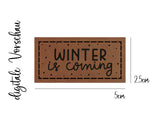  Kunstleder-Label, Lederlabel, Kunstleder-Patch, Lederpatch, 2,5x5cm, cognac, Winter is coming